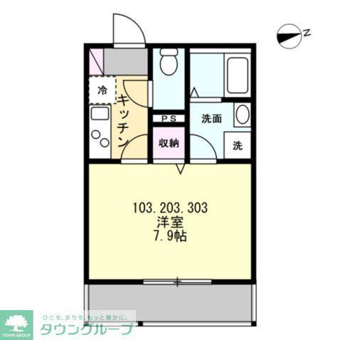 ベイルーム湘南台北(1K/1階)の間取り写真