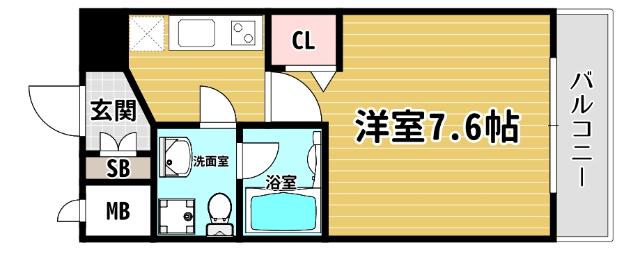 メゾンキコー難波南(1K/7階)の間取り写真