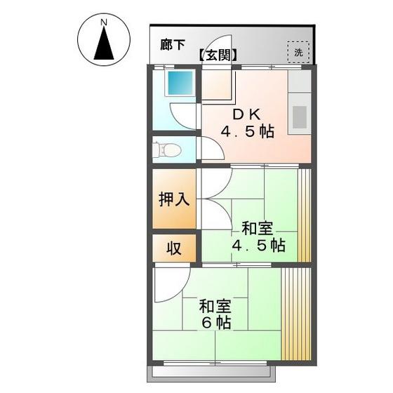 シティハイムK(2K/1階)の間取り写真