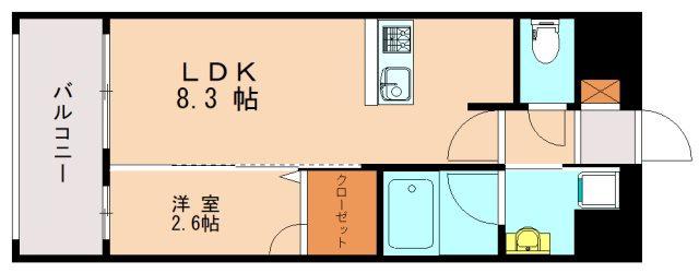 エンクレスト香椎セピア通(1LDK/9階)の間取り写真