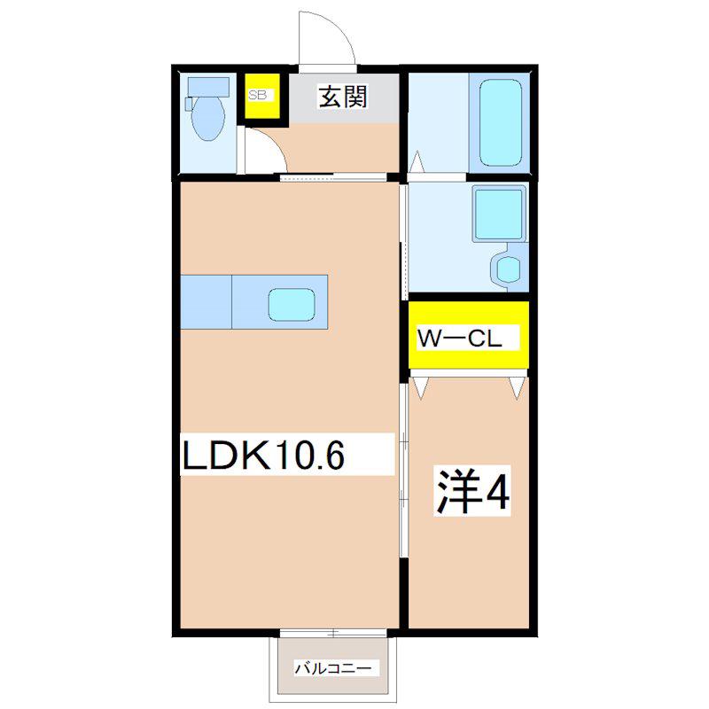 ALBERO II(1LDK/1階)の間取り写真