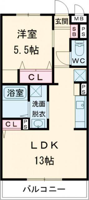  レジデンスガーデン(1LDK/2階)の間取り写真