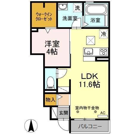 パルテノス(1LDK/1階)の間取り写真