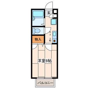 グリーンウッド(1K/2階)の間取り写真