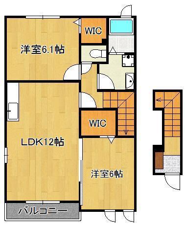 サン・ノーブI木屋瀬(2LDK/2階)の間取り写真