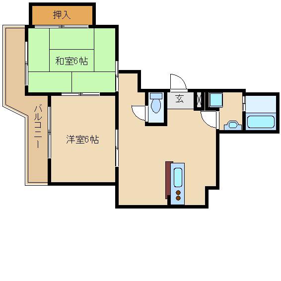 ファースト武庫之荘(2LDK/6階)の間取り写真