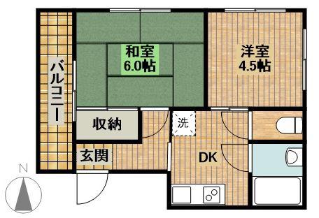 メゾンドセリーズ西館(2K/2階)の間取り写真