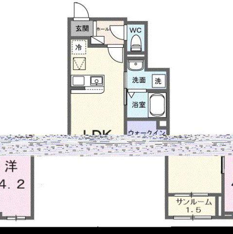 サジテール 青木島(1LDK/1階)の間取り写真