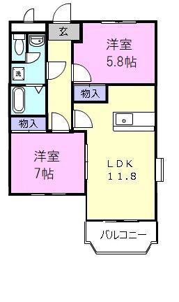 セピアコート(2LDK/3階)の間取り写真