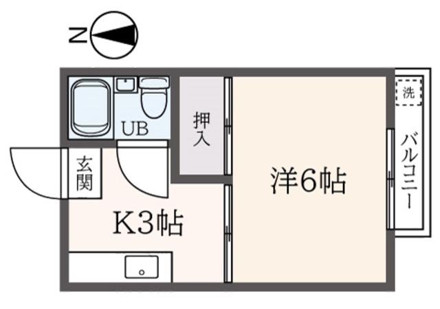 ホワイトコートカヤ(1K/1階)の間取り写真
