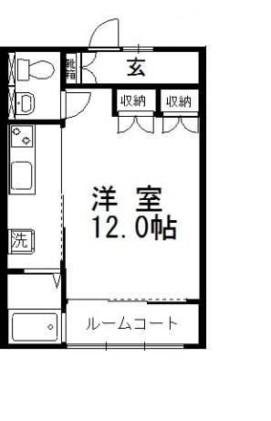 ゴールドパークB棟(1K/1階)の間取り写真