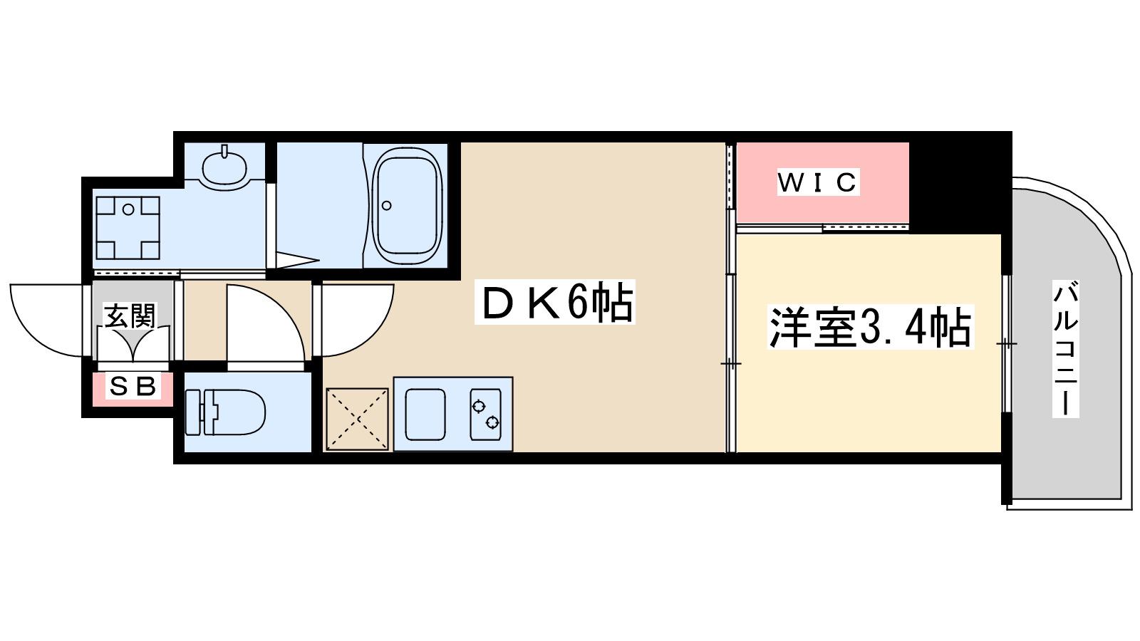 セレニテ谷町四丁目アリエ(1DK/3階)の間取り写真
