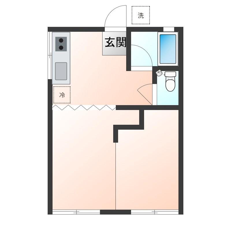 アベアパート(ワンルーム/1階)の間取り写真