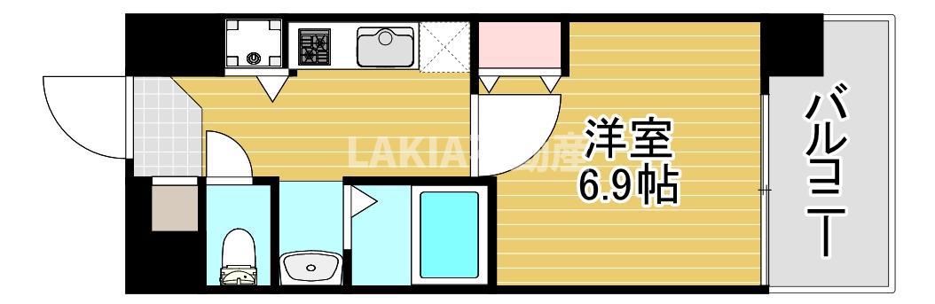 LIVE CASA 城東野江(1K/2階)の間取り写真