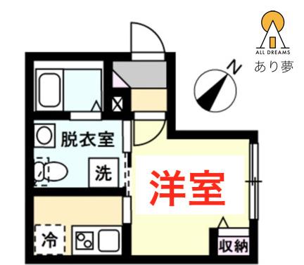 ベイルーム横浜生麦(1K/2階)の間取り写真