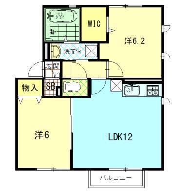 シャルム(2LDK/2階)の間取り写真