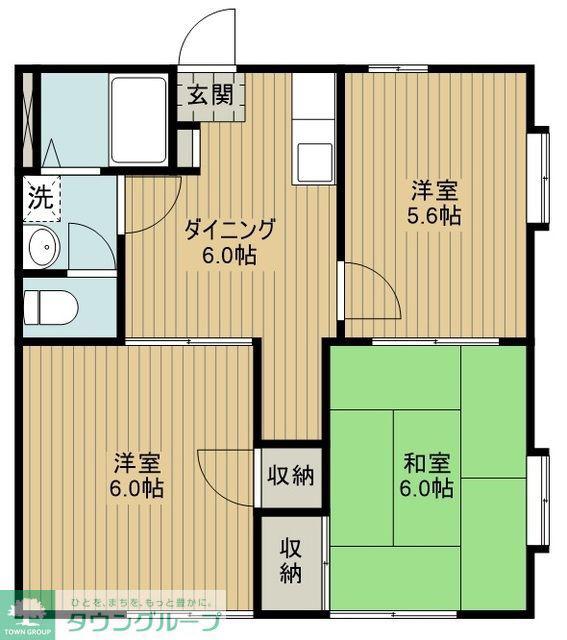 レジデンスアゼリアA棟(3DK/2階)の間取り写真