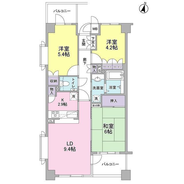 アクシア鷺沼(3LDK/3階)の間取り写真