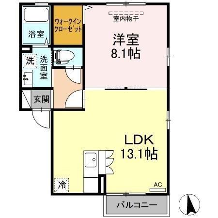 クレシエンドB(1LDK/2階)の間取り写真