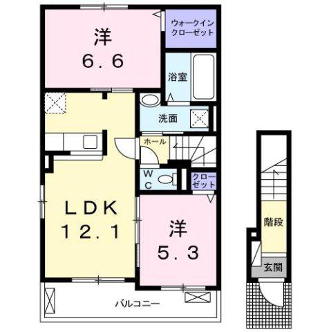 メゾングレースF(2LDK/2階)の間取り写真