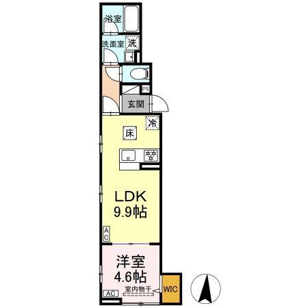 セレスティア東保木間(1LDK/1階)の間取り写真