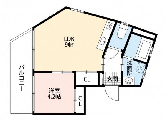 ハイツ皆実(1LDK/3階)の間取り写真