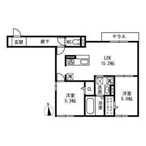 PASSARO GRANDE北田辺(2LDK/1階)の間取り写真