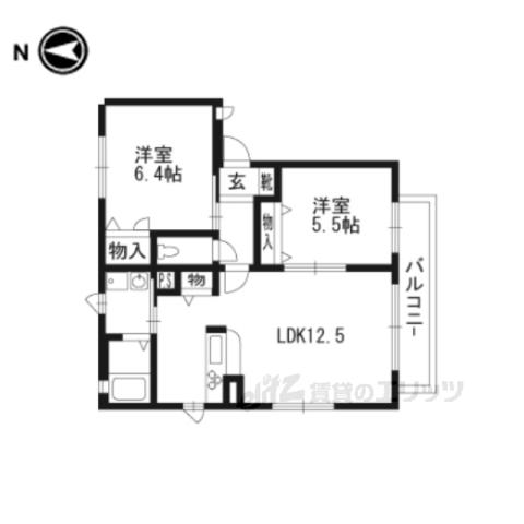 サントルモン中山(2LDK/1階)の間取り写真