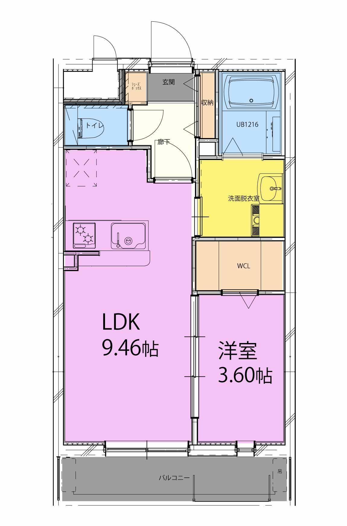 アーベイン松山(1LDK/4階)の間取り写真