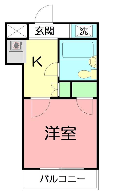 フレンドポート座間第2(1K/3階)の間取り写真