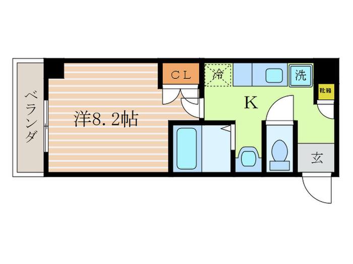 アヴニール朱雀(1K/6階)の間取り写真