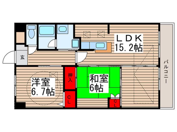 シャルマン・リーヴ(2LDK/1階)の間取り写真