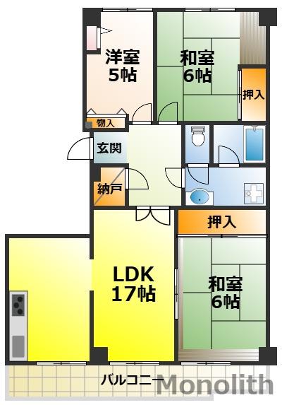 光明池駅前3号棟(3LDK/2階)の間取り写真