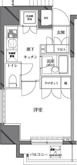 セジョリ西麻布(1K/2階)の間取り写真