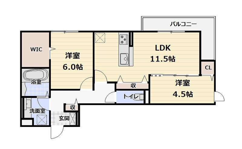 ロイズパレス中百舌鳥ウエスト(2LDK/3階)の間取り写真