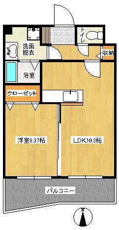 パインクレスト(1LDK/3階)の間取り写真
