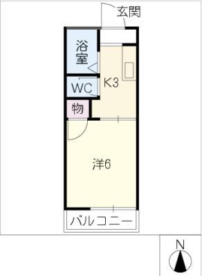 タウニータルサカA棟(1K/2階)の間取り写真