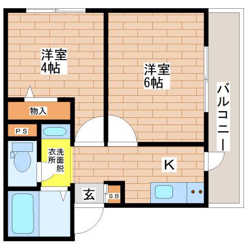 金沢マンション(2K/3階)の間取り写真