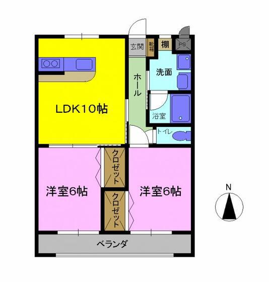 パークタウン畑中 NM棟(2LDK/1階)の間取り写真