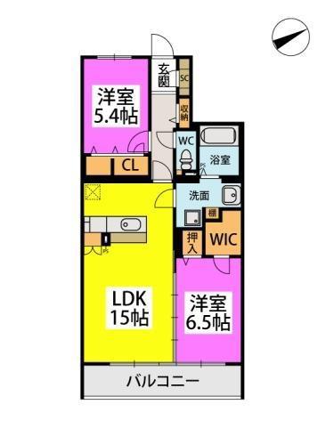 ステラガーデン(2LDK/5階)の間取り写真