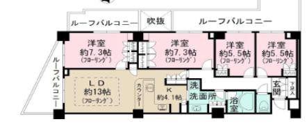 アデニウム玉川学園(4LDK/3階)の間取り写真