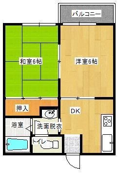 ハイツ浅倉(2DK/1階)の間取り写真