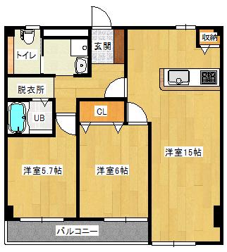 大峰ビル(2LDK/2階)の間取り写真