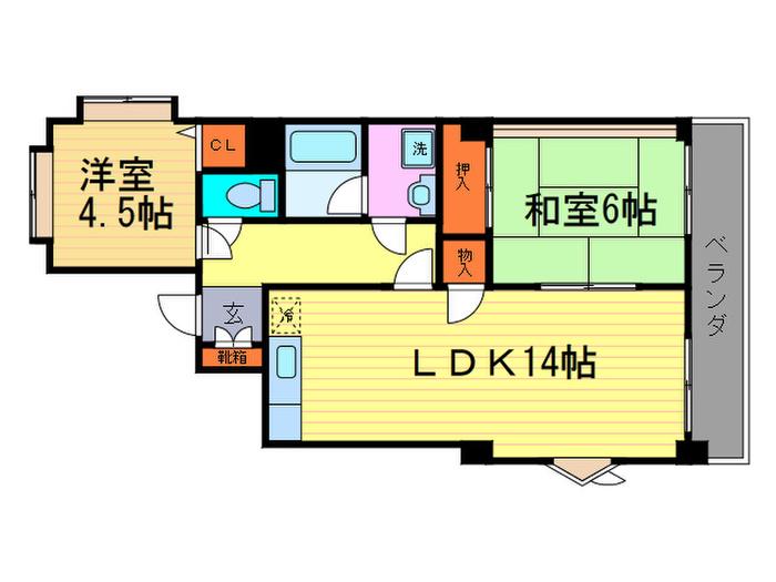 TOKUDA MANSION(2LDK/1階)の間取り写真