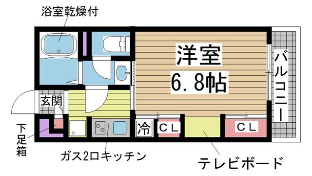 リブリ・オズヴィーク六甲(1K/3階)の間取り写真