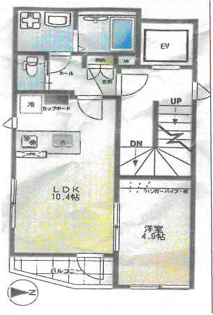 大井4丁目マンション(1LDK/2階)の間取り写真