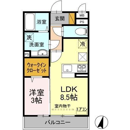 BRIGHT ONE(1LDK/1階)の間取り写真