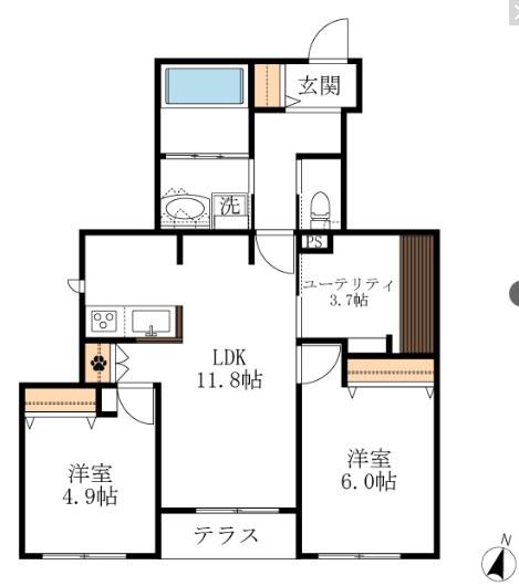 ESPERANZA(2SLDK/1階)の間取り写真