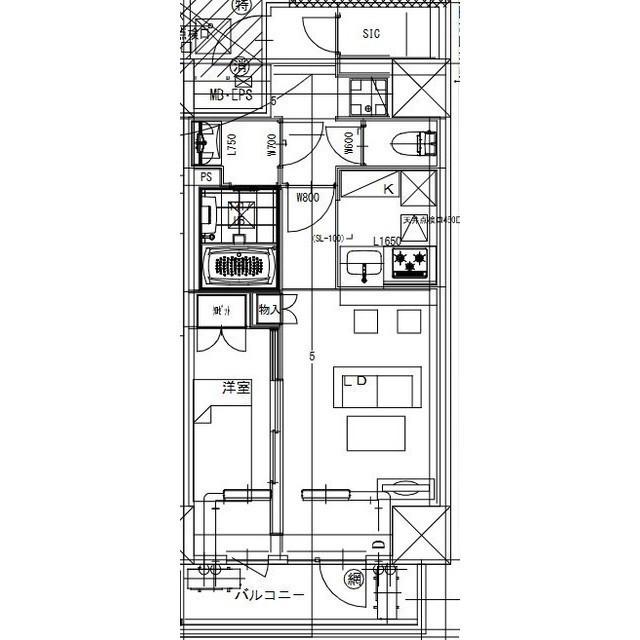 LA DOUCEUR東神田(1LDK/4階)の間取り写真
