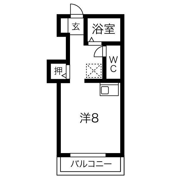 ヴァンベール植田(ワンルーム/4階)の間取り写真
